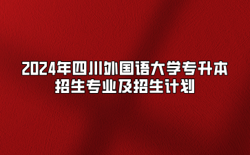 2024年四川外国语大学专升本招生专业及招生计划